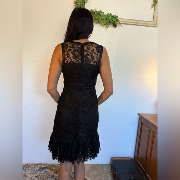 Size 6 Max and Cleo Lace black dress with ruffle detail. Fitted mini dress - Picture 6 of 12